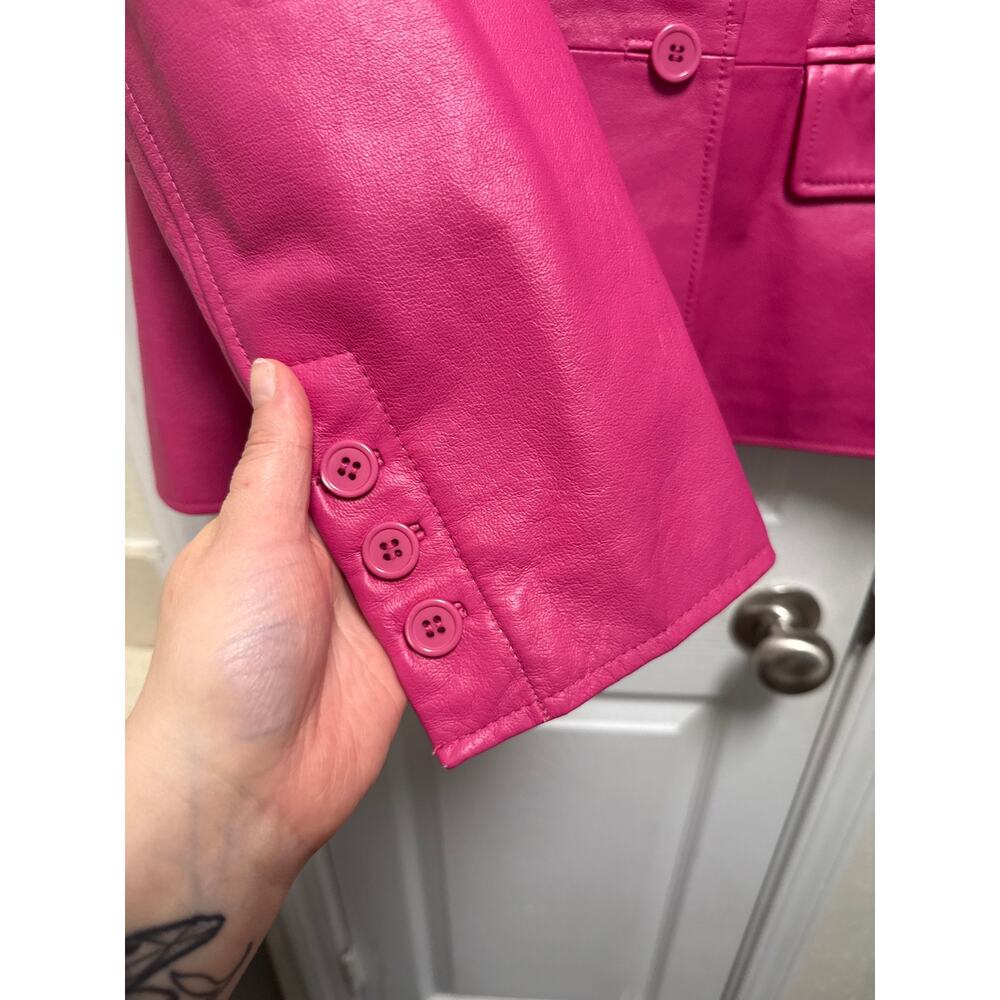Y2K Vintage Worthington Hot Pink Leather Blazer Jacket Western Size XL - Picture 4 of 6